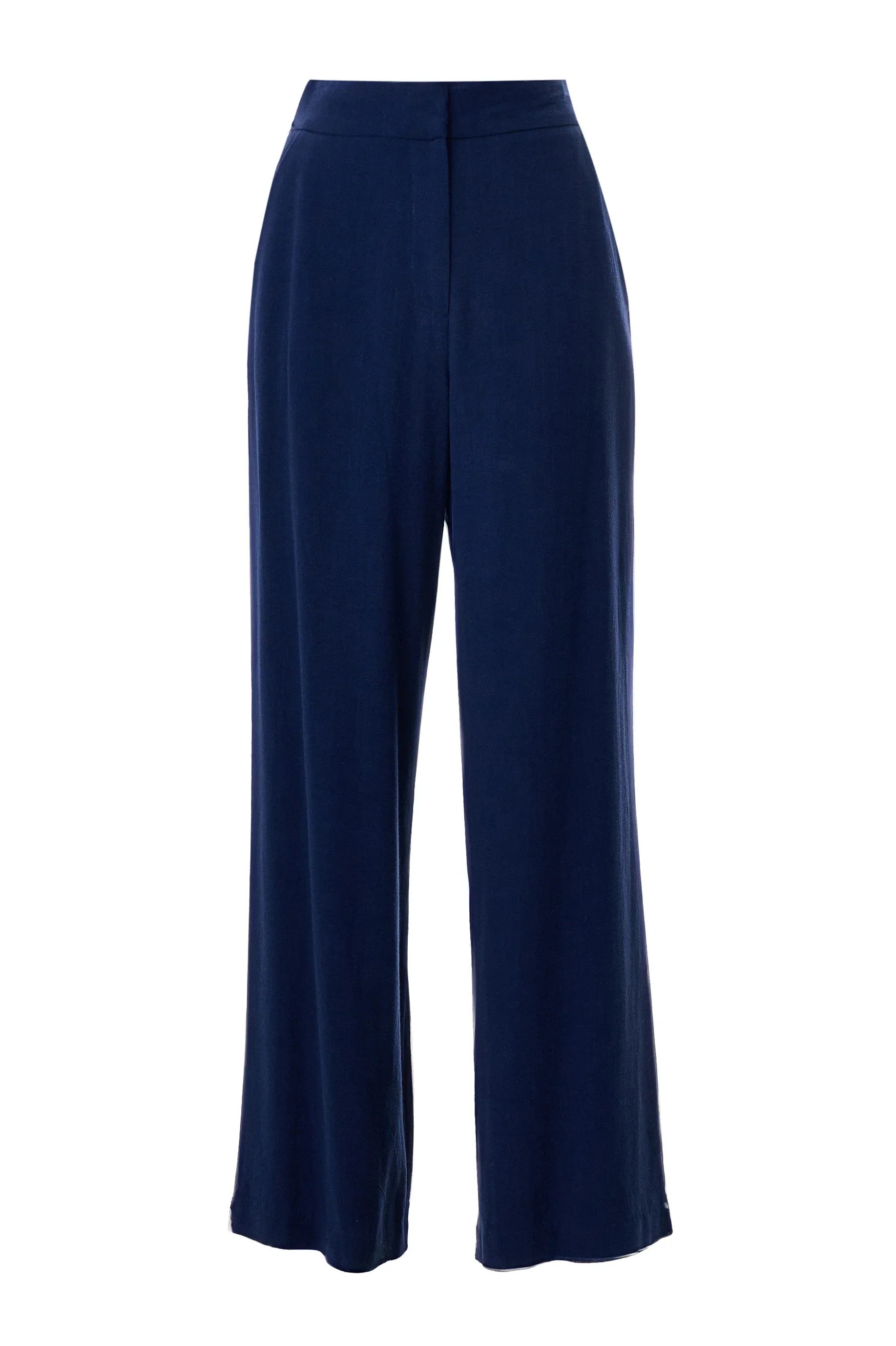 Tilde Linen Mix Wide Leg Trousers - Navy - Image 6