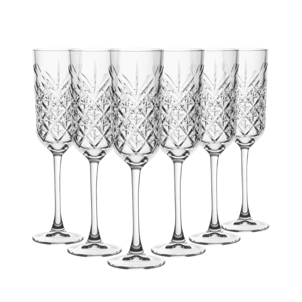 Timeless Vintage Glass Flutes - 170ml - Set of 6 - Image 3