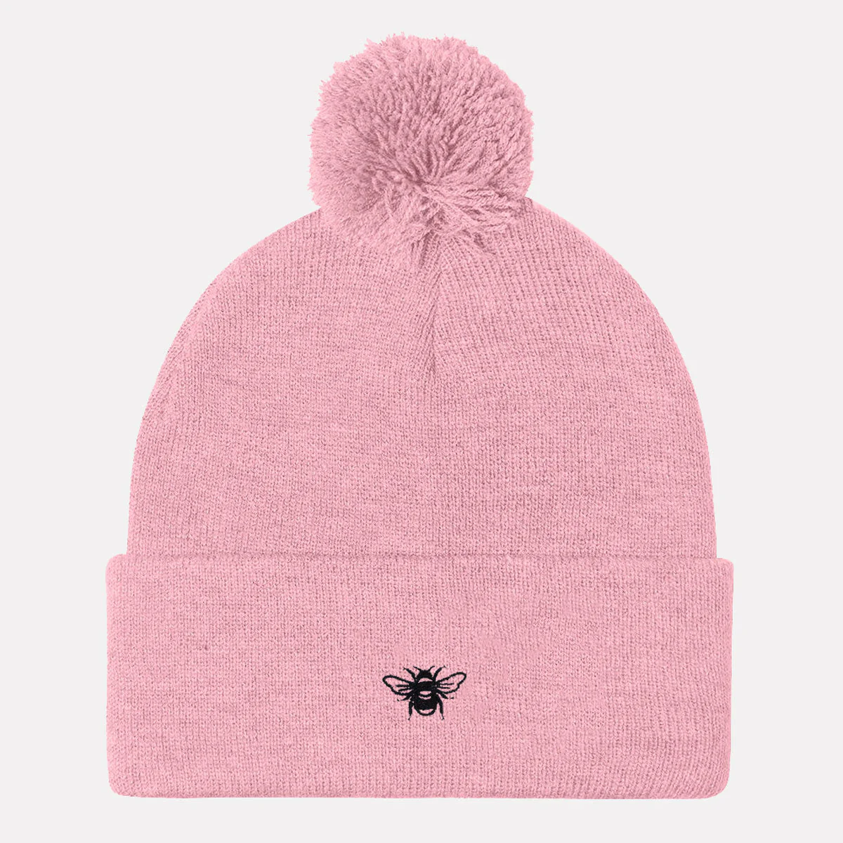 Tiny Embroidered Bumble Bee Vegan Pom Pom Beanie - Image 4