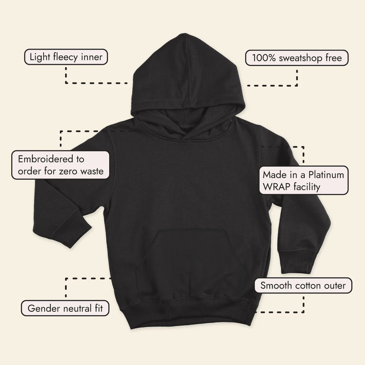 Tiny Embroidered Dinosaur Kids Hoodie (Unisex) - Image 6