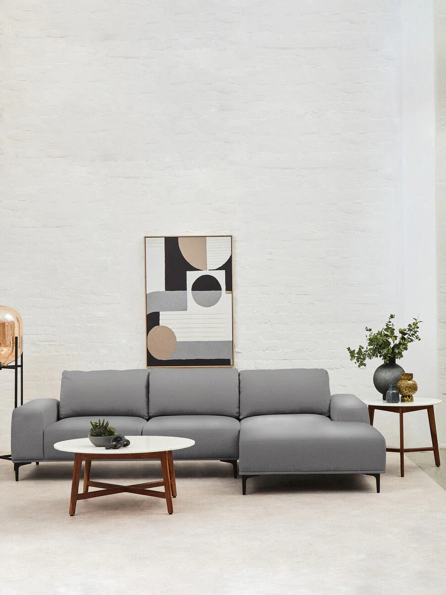3 Seater Grey Fabric Right Chaise Sofa, Toulon - Image 15