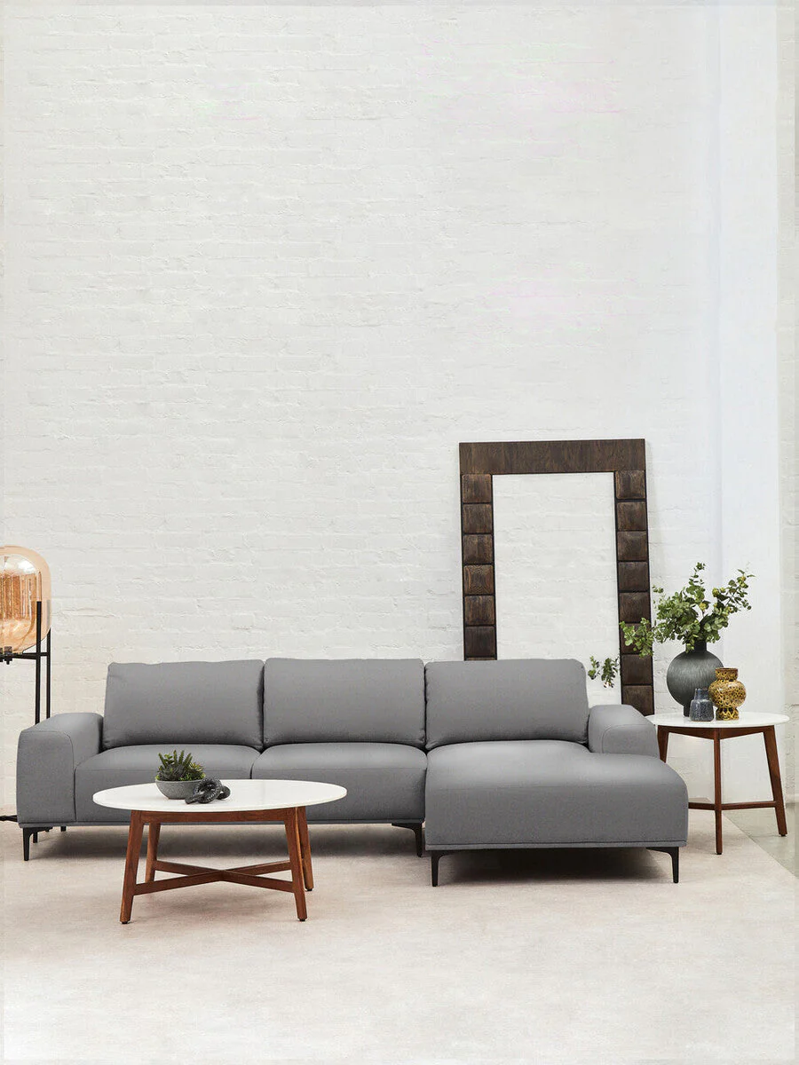 3 Seater Grey Fabric Right Chaise Sofa, Toulon - Image 8