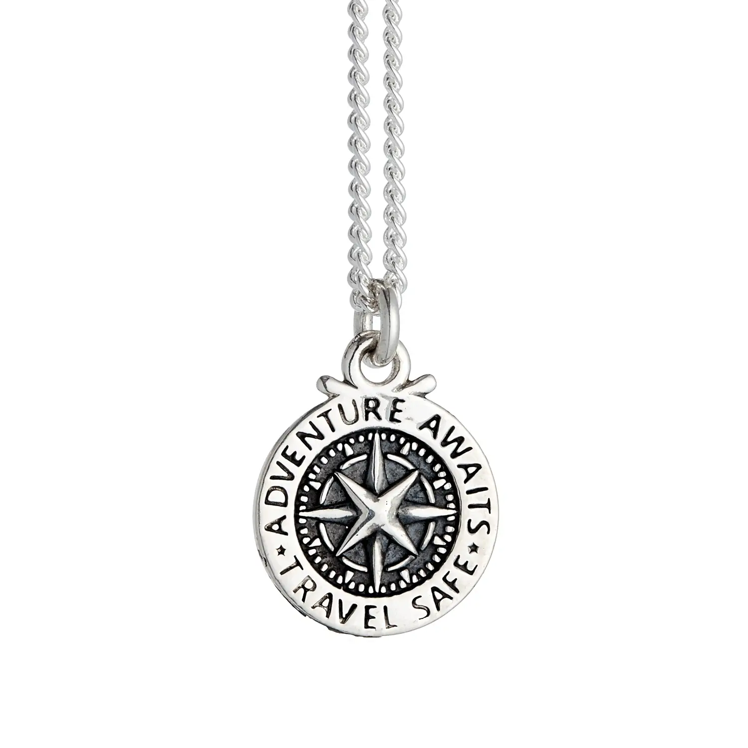 Travel Safe Compass St Christopher Small Silver Necklace - Image 2