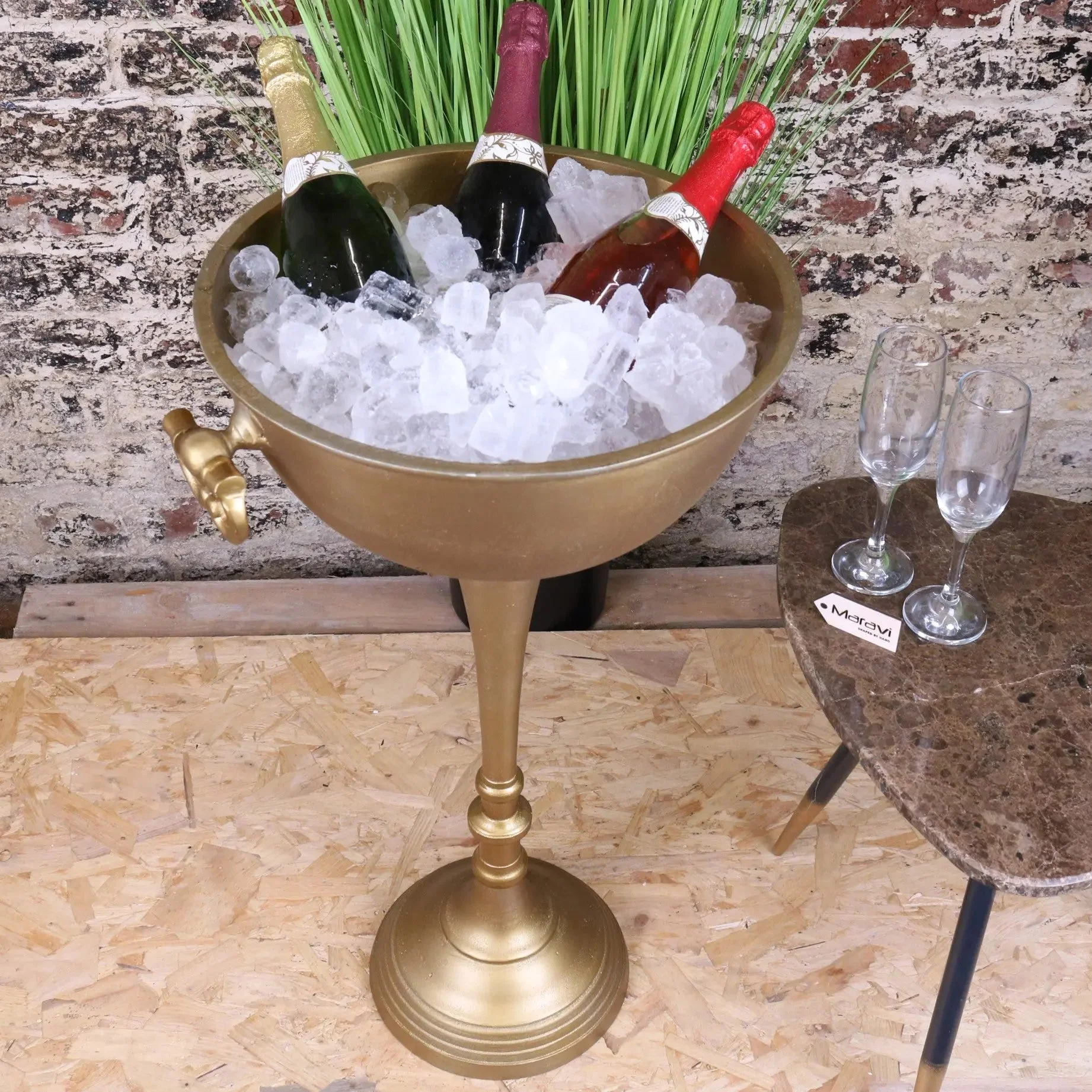Tumbani Floor Standing Gold Champagne Ice Bucket Tub - Image 2