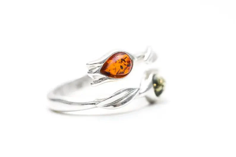 Two Tone Amber Tulip Ring - Image 2