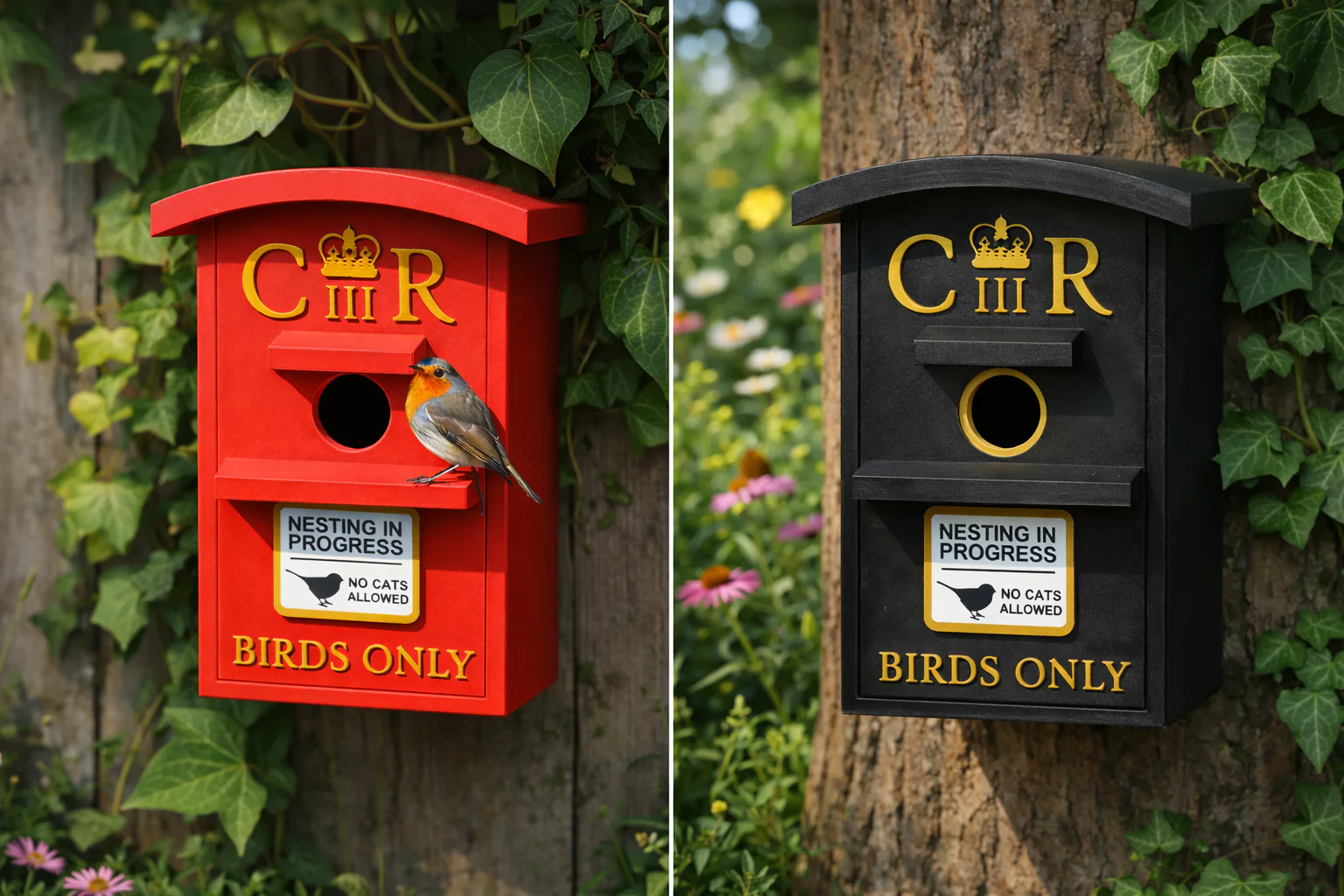 UK Postbox Bird Box | Unique Birdhouse for Gardens & Bird Lovers | Garden Decor | Nest Box | Personalised - Image 4