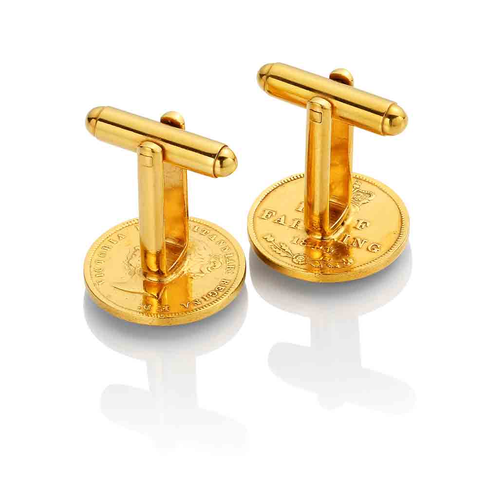 Victorian Half Farthing- Enamelled Coin Cufflinks - Image 2