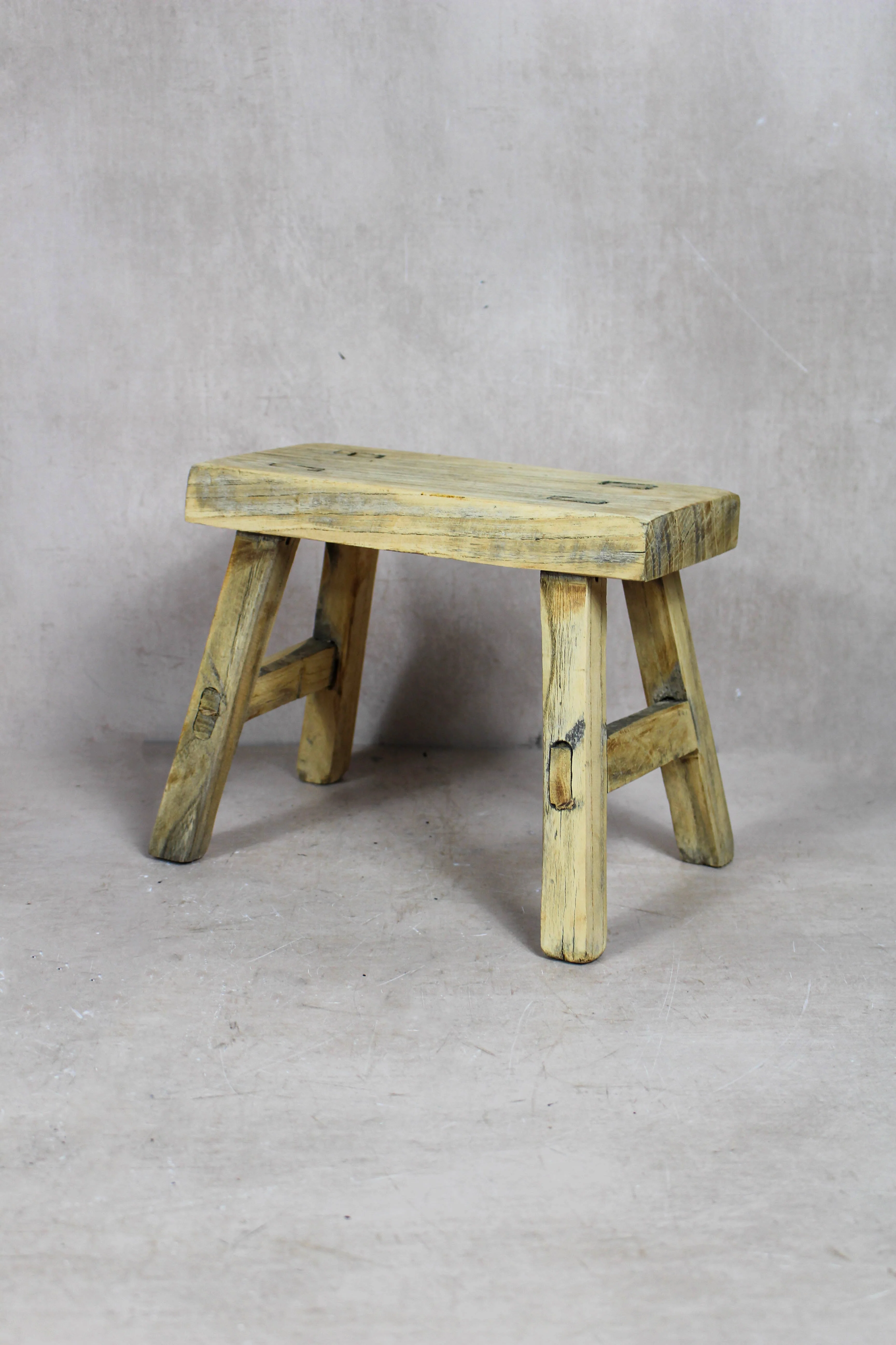 Vintage Rustic Stool Small - Elm wood - 45 - Image 2