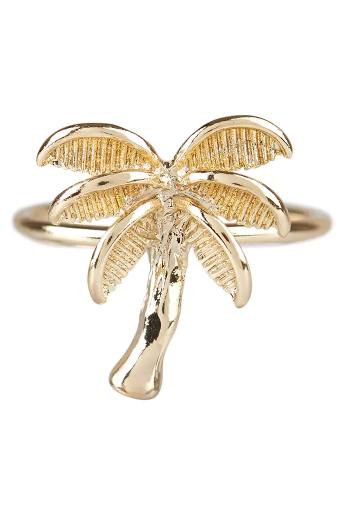 Violet Palm Tree Gold Ring - Image 2