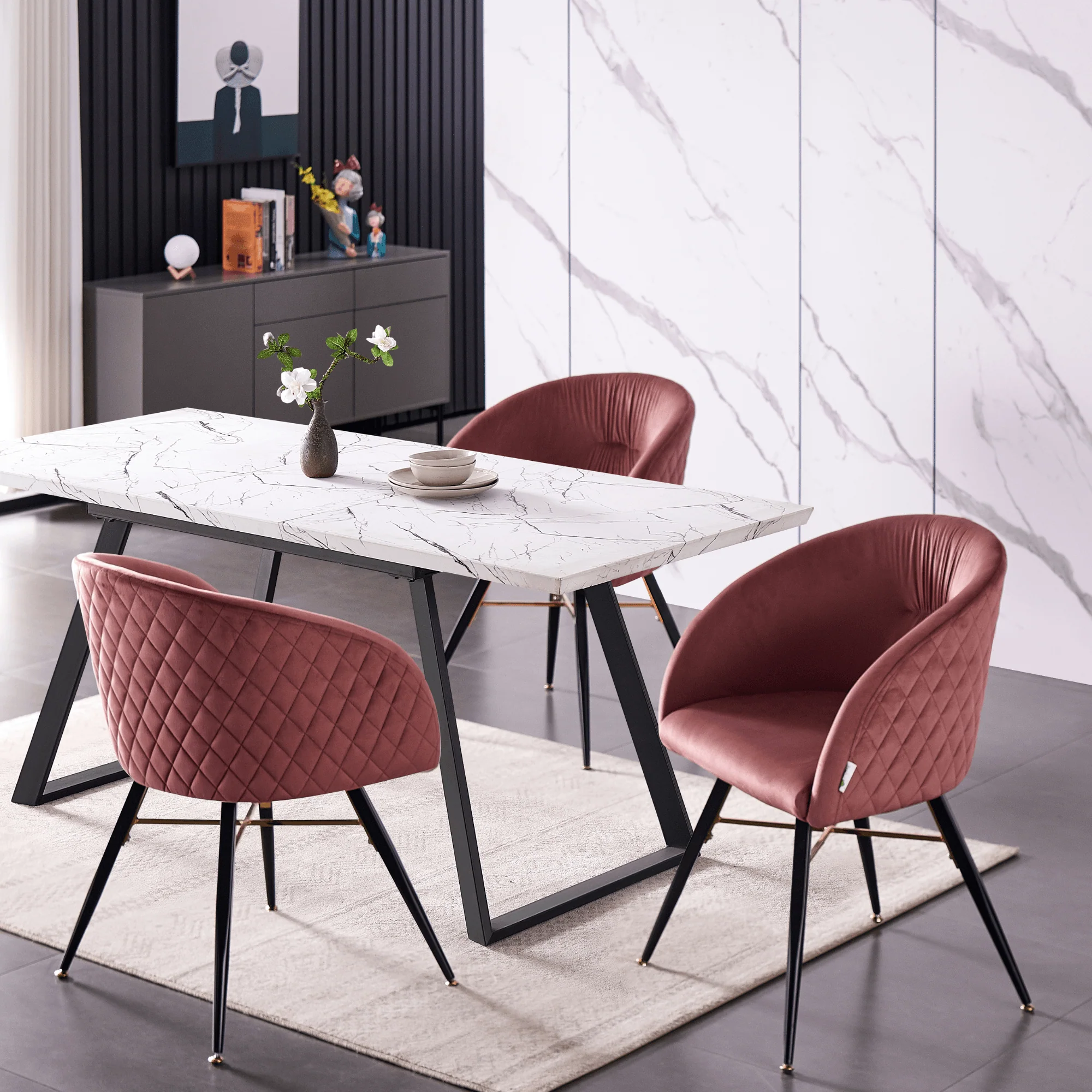 Vittorio LUX Velvet Dining Chair with Metal Legs - Perfect for Dining Room Living Room - Image 16