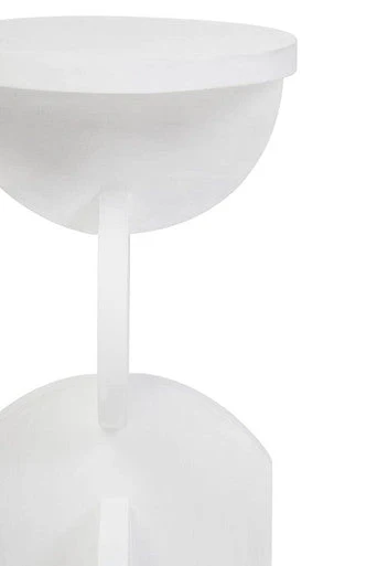 White Finish Mango Wood Abstract Side Table with Sculpted Geometric Base, Walsa - Image 6
