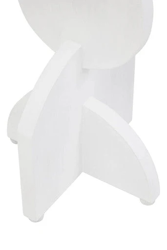 White Finish Mango Wood Abstract Side Table with Sculpted Geometric Base, Walsa - Image 9