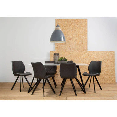 Weston Marble Effect Dining Table With 6 Chairs Set - Image 5