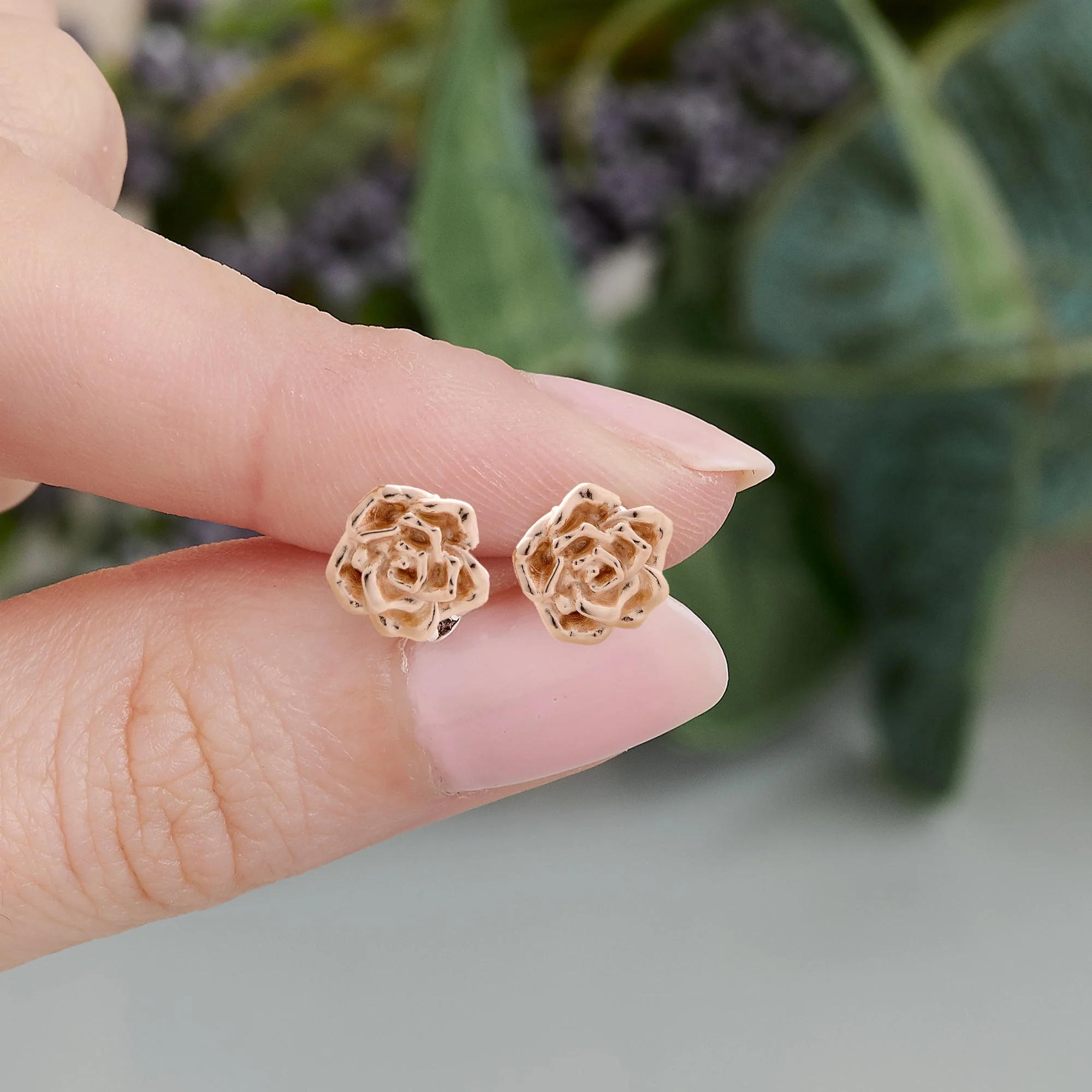 Wild Rose Rose Gold Vermeil Silver Studs - Image 2