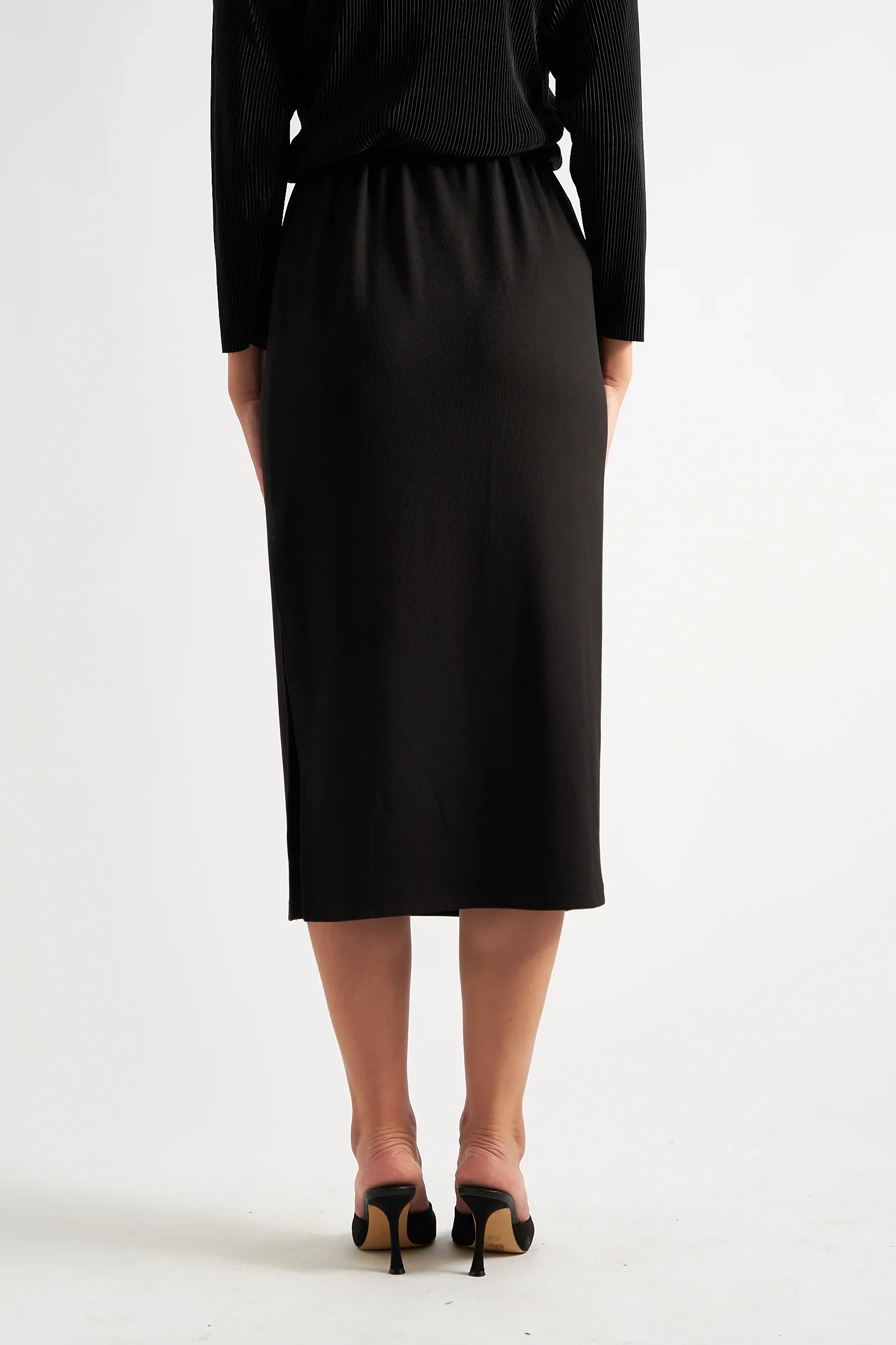 Wilson Black Fine Rib Midi Pencil Skirt - Image 4
