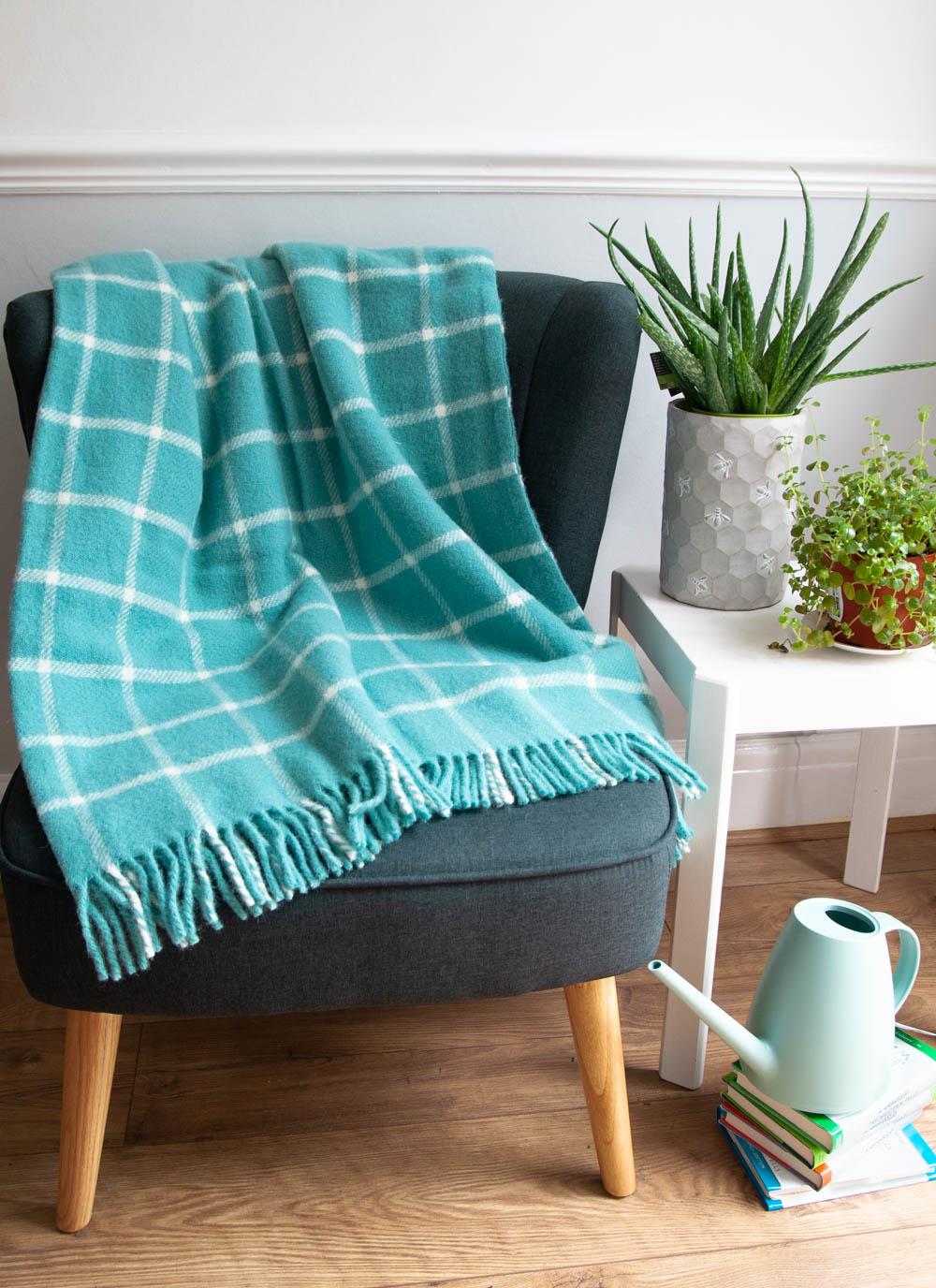 Windowpane Pure New Wool Throw - Spearmint - Image 2