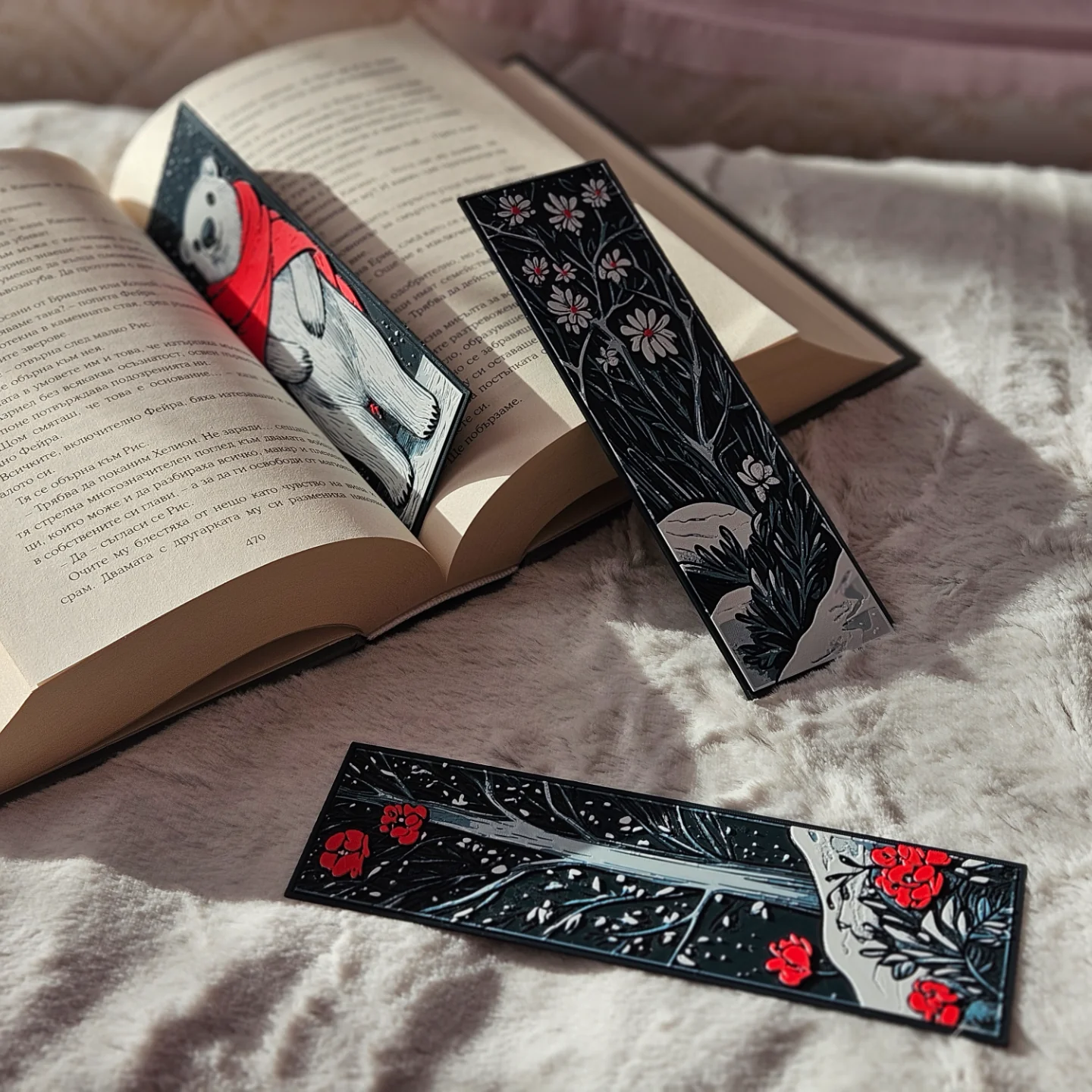 Winter Bookmarks Set – Polar Bear, Snowy Trees & Holiday Magic - Image 3