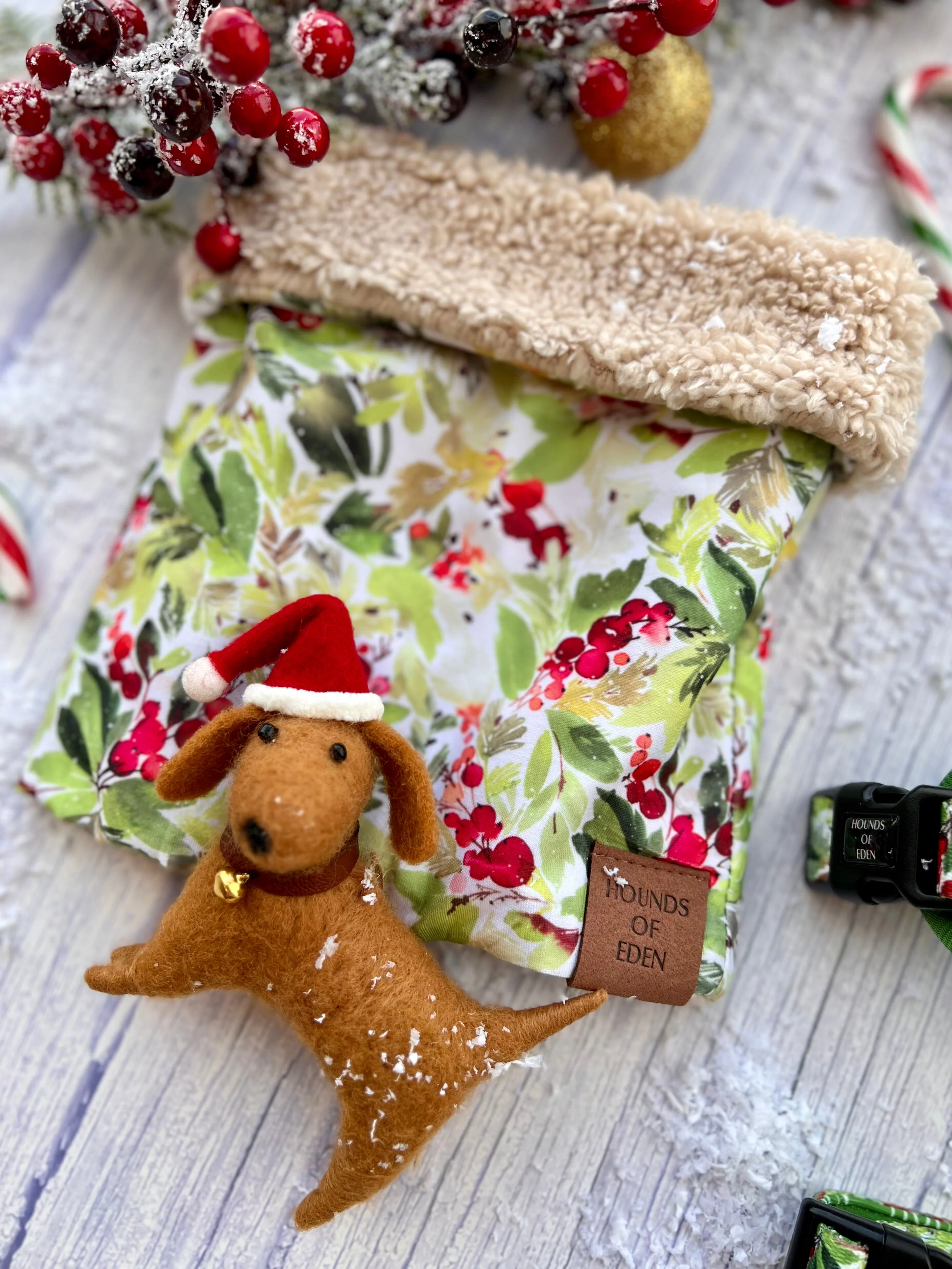 Winter Spruce & Berries Design Dog Bow Tie - Image 7
