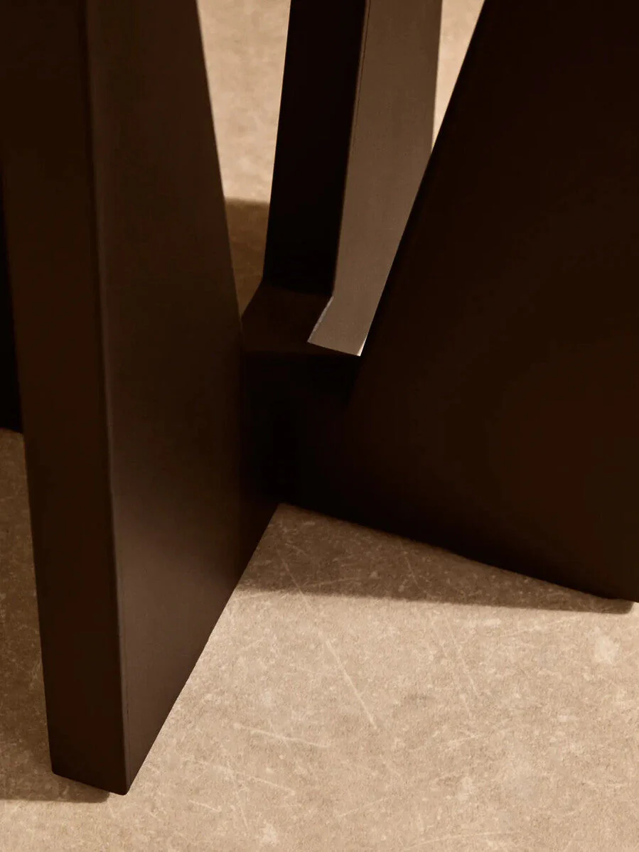 Cream Travertine Top Side Table with Black Acacia Wood Geometric Frame, Walton - Image 8