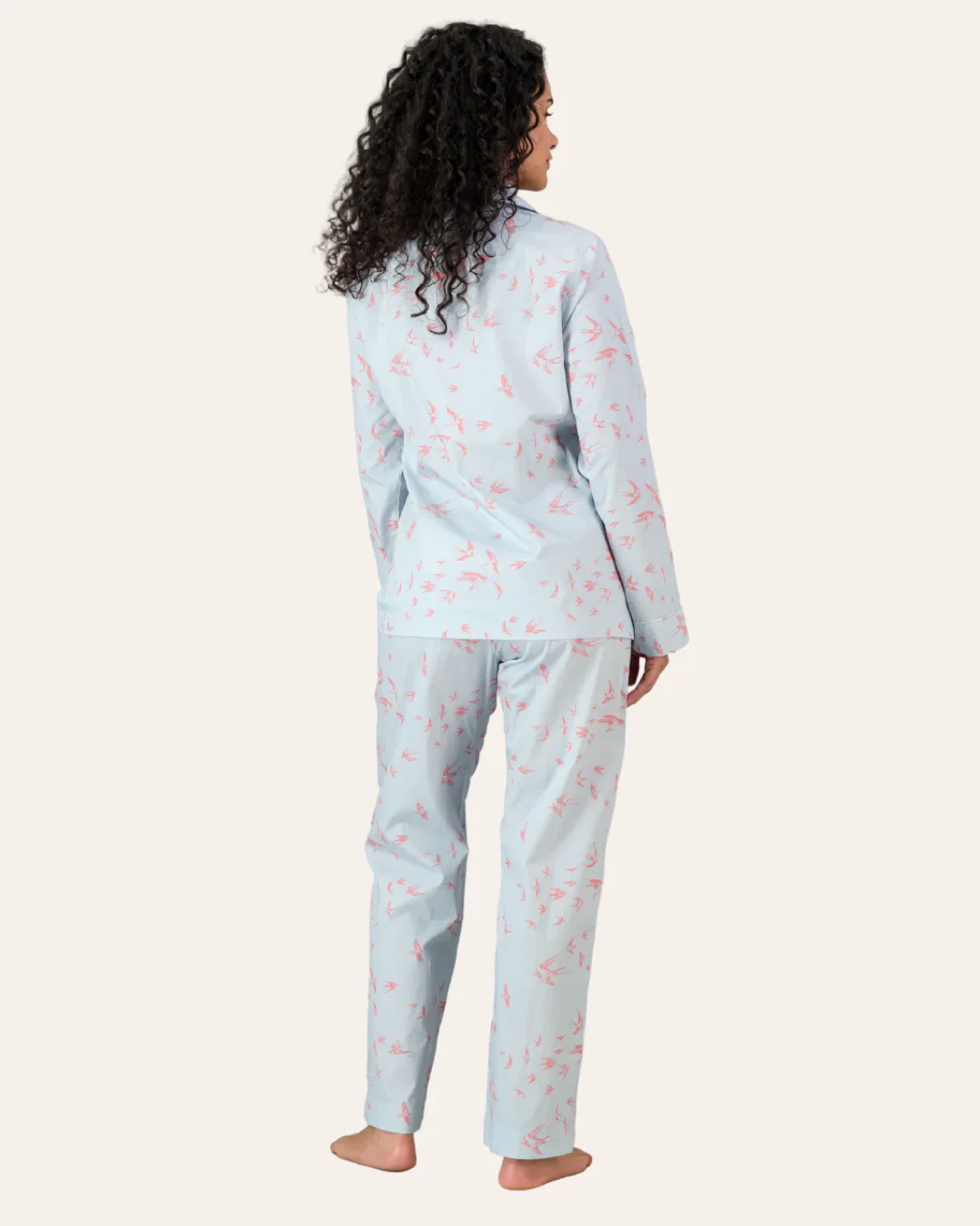 Womens Long Pyjamas - Pink Swallows - Image 2