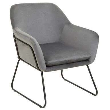 Xander Grey Velvet and Black Frame Accent Chair - Image 2