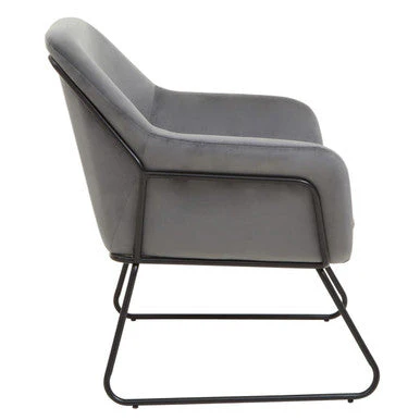 Xander Grey Velvet and Black Frame Accent Chair - Image 3