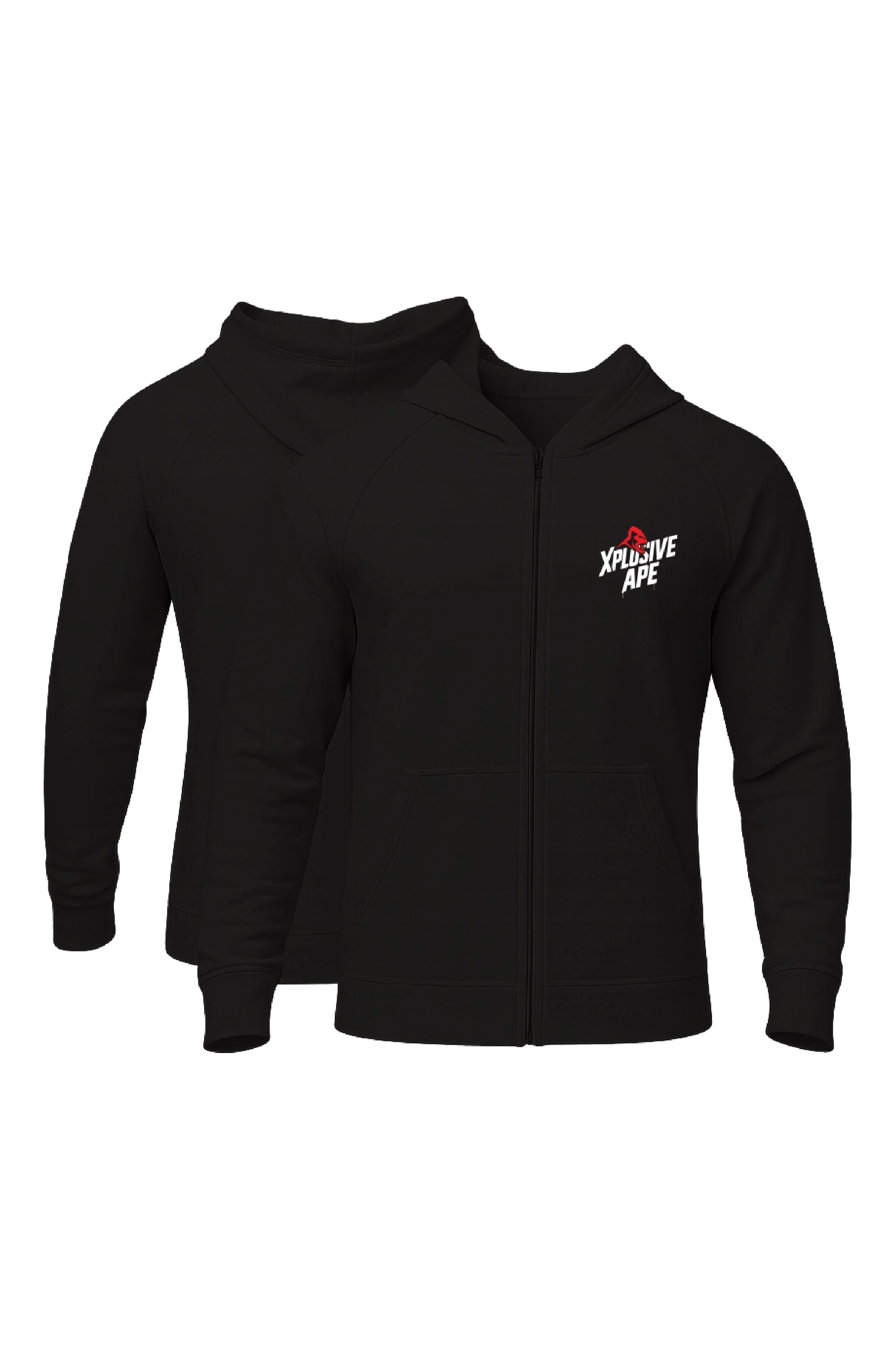 XAPE Classic Stencil Logo Oversized Zip Hoodie - Black