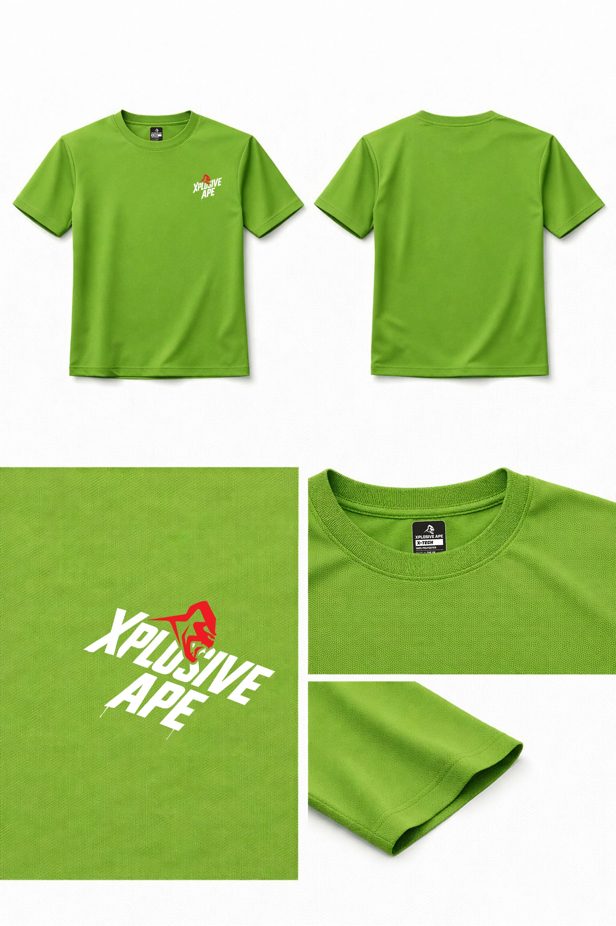 XAPE Classic Stencil Logo X Tech Tee - Lime - Image 2