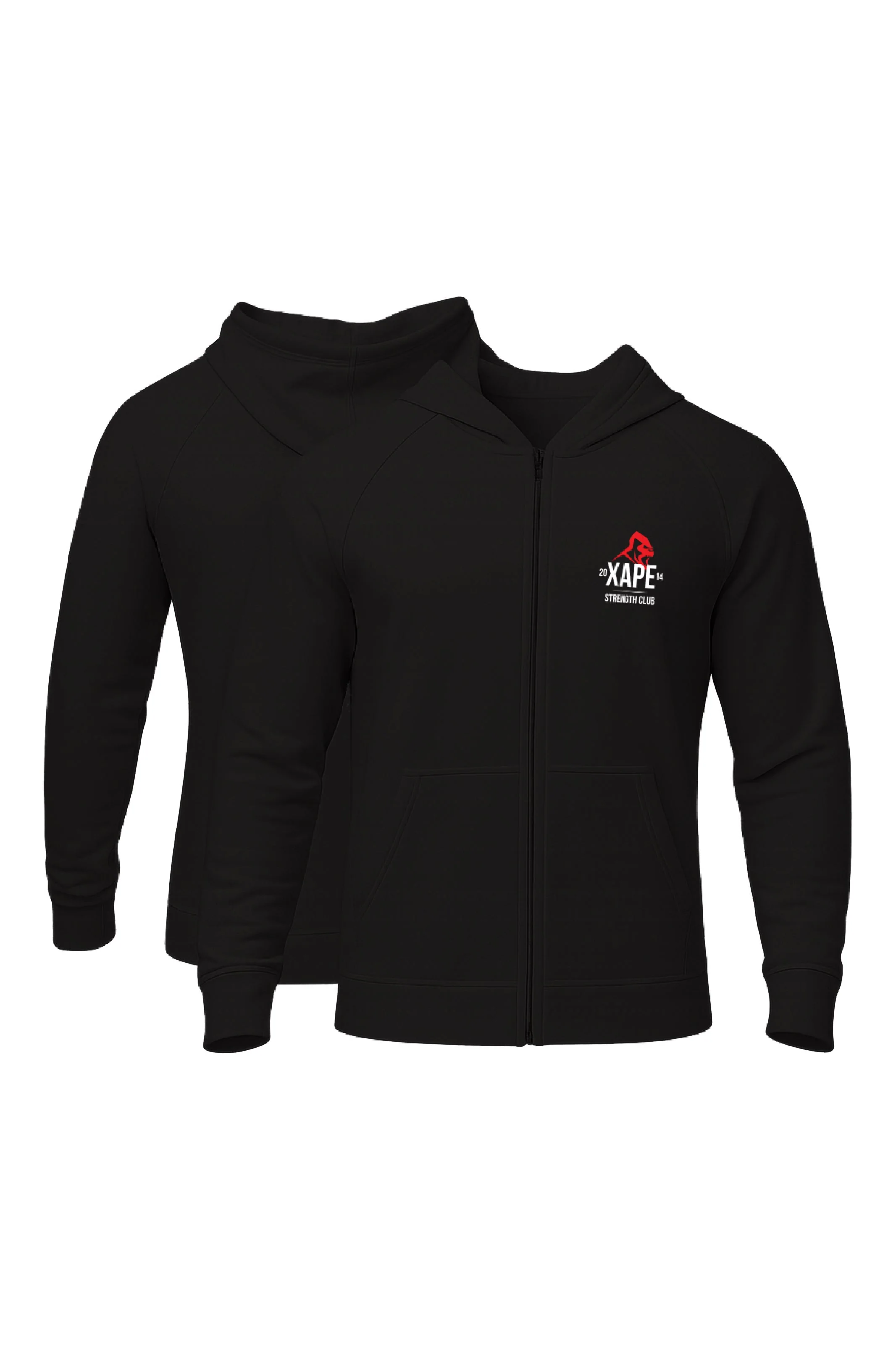 XAPE Classic Strength Logo Oversized Zip Hoodie - Black