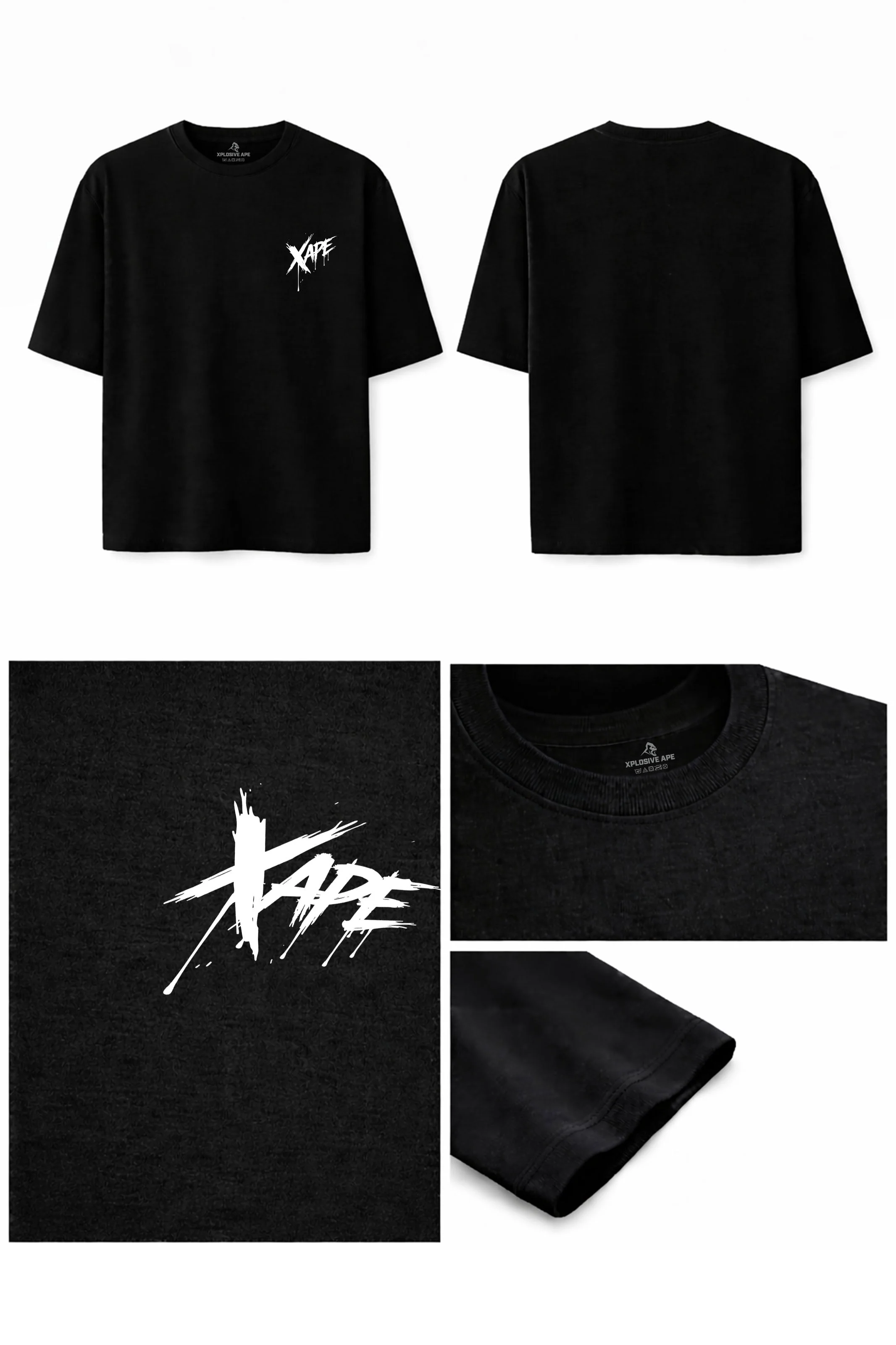 XAPE Raw Form Oversized Tee - Black - Image 2