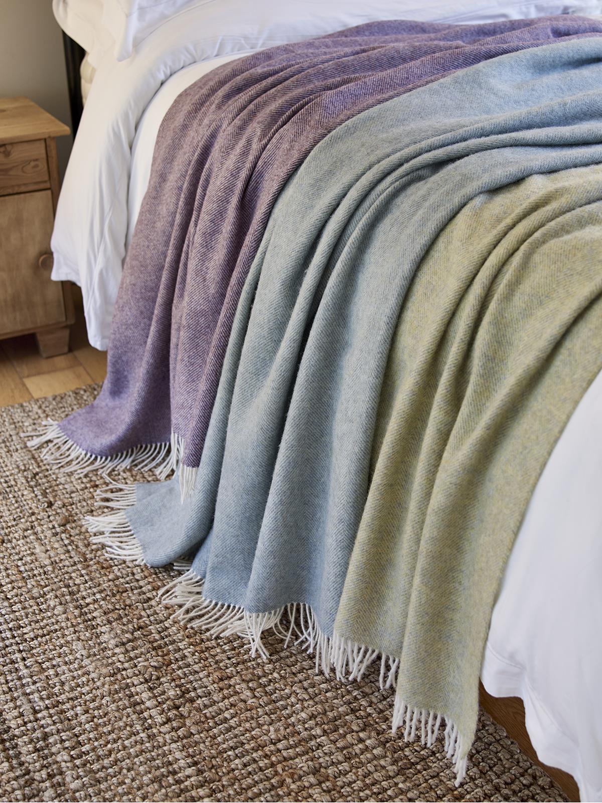 XL Herringbone Shetland Pure New Wool Throws - Image 2