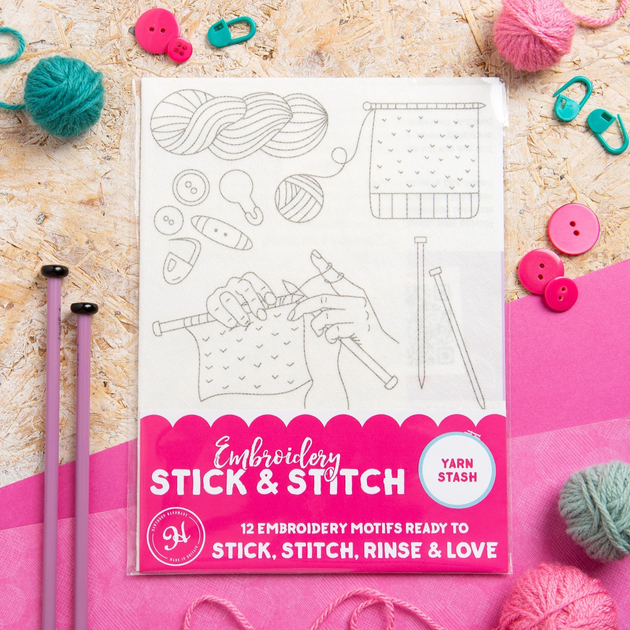 'Yarn Stash' Knitting and Crochet Stick & Stitch Embroidery Pack - Image 2