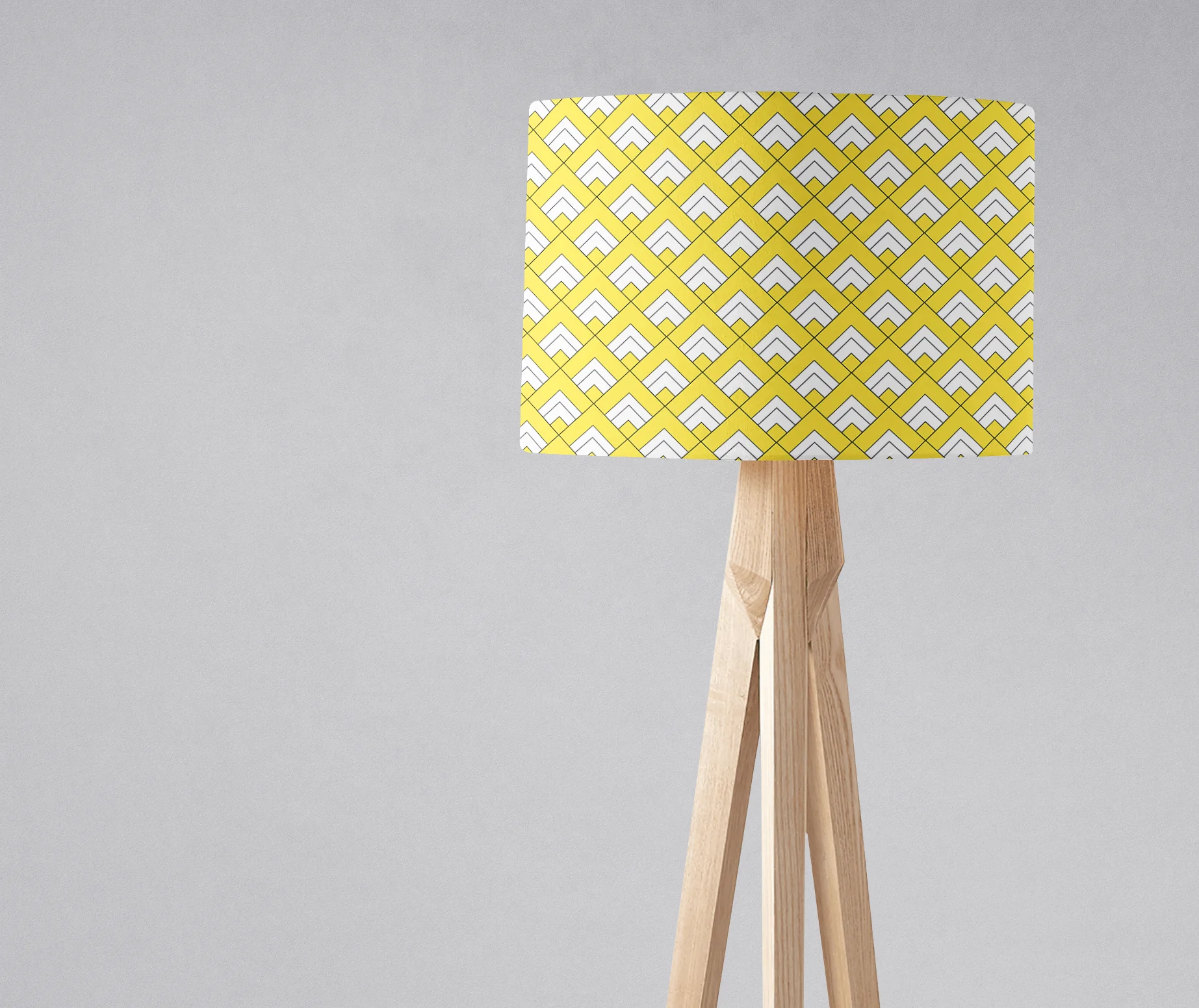 Yellow and White Geometric Tiles Design Lampshade, Ceiling or Table Lamp Shade - Image 2