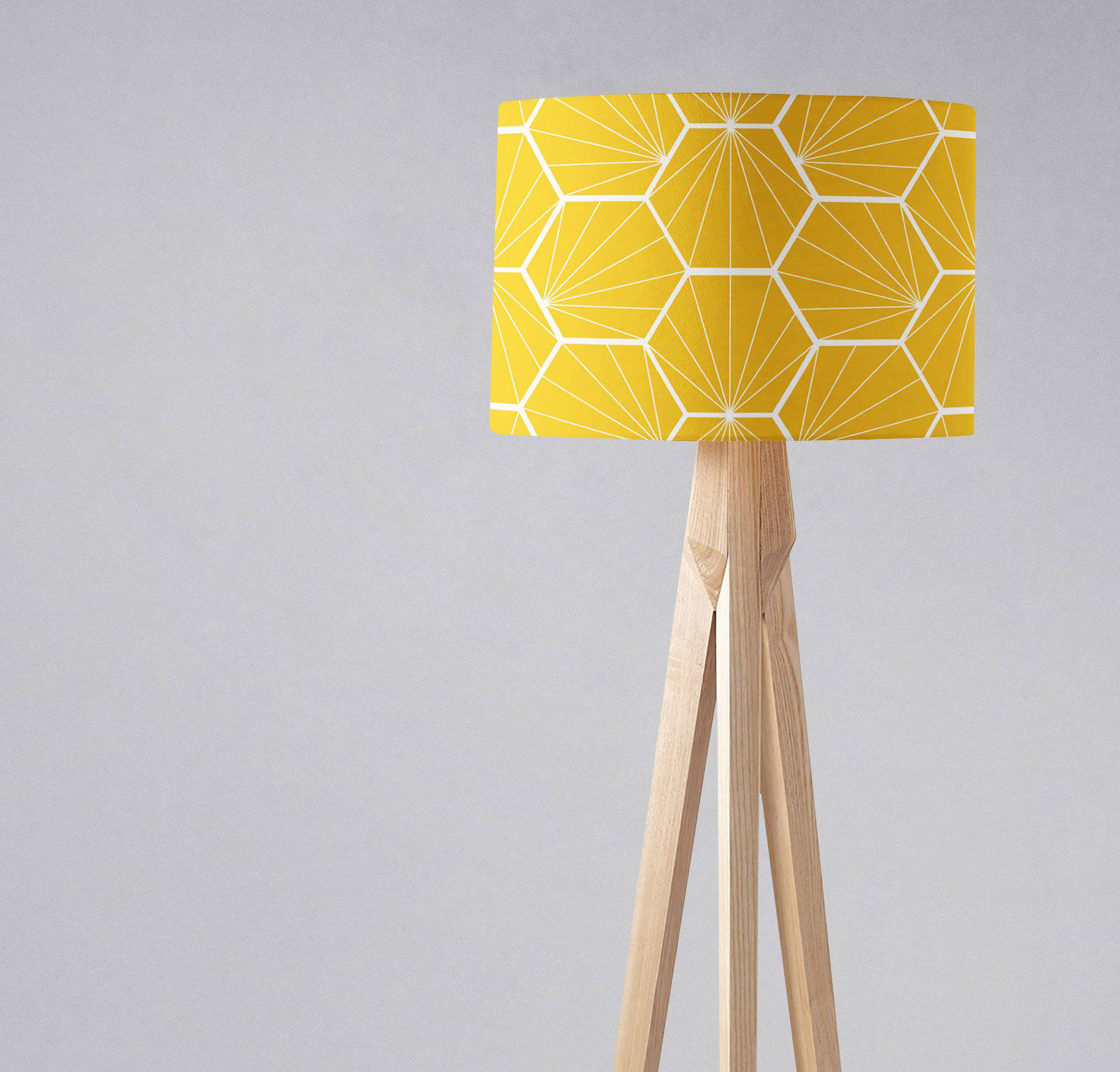 Yellow Lampshade with a White Hexagon Design, Ceiling, Table Lamp Shade - Image 3