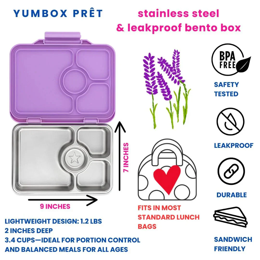 Yumbox Prêt Stainless Steel Leakproof Bento Lunch Box - Various Colours - Image 2
