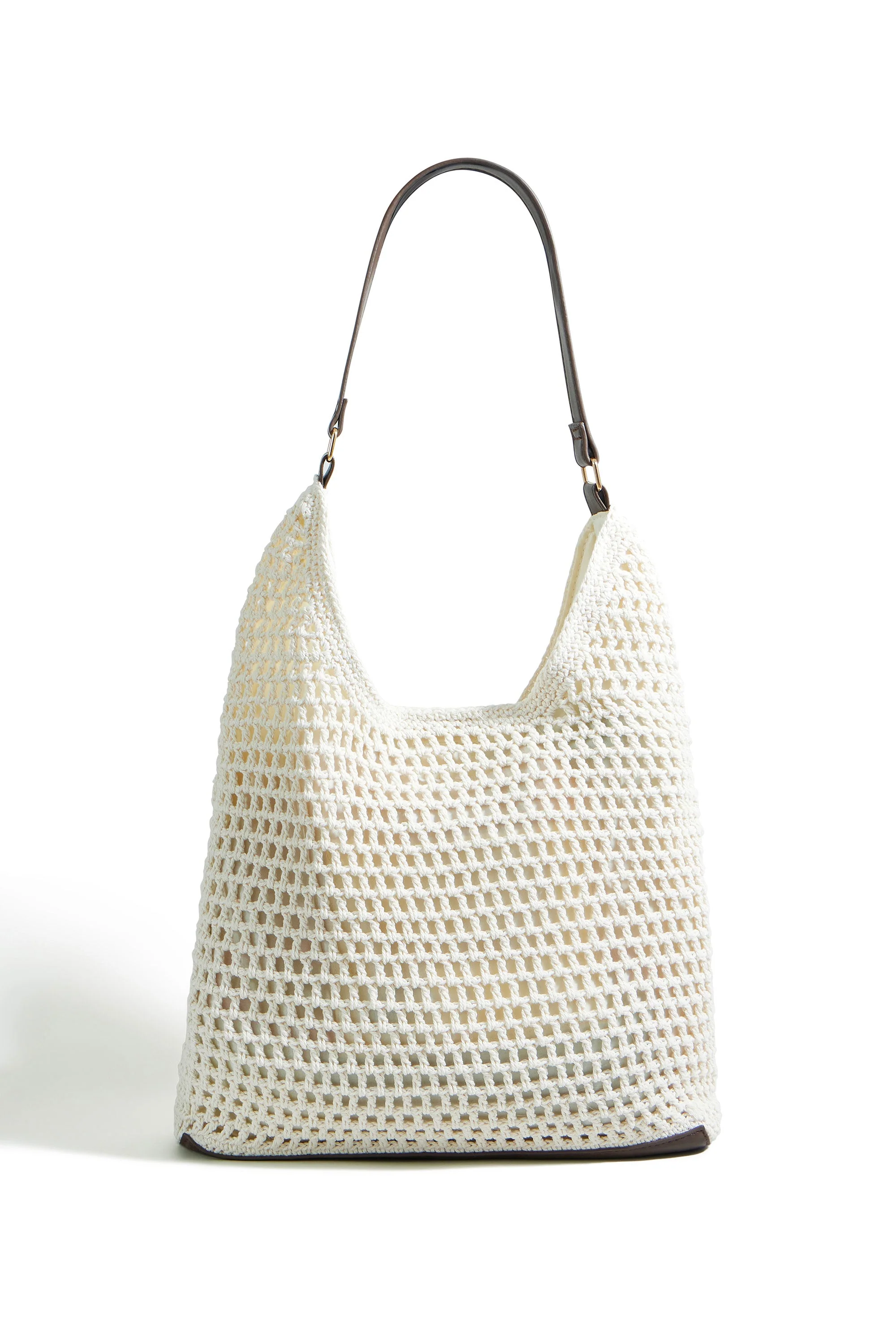 Yumi Ivory Crochet Shoulder Bag With Faux Leather Straps - Image 7