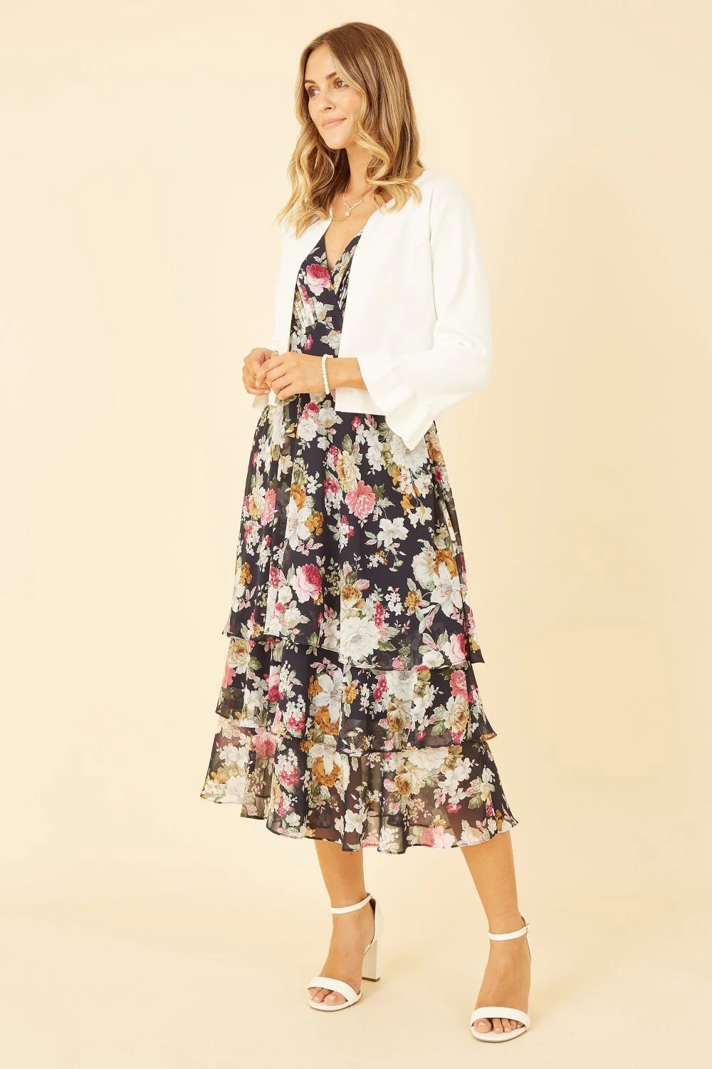 Yumi Ivory Cropped Cardigan With Bell Sleeves - Image 5