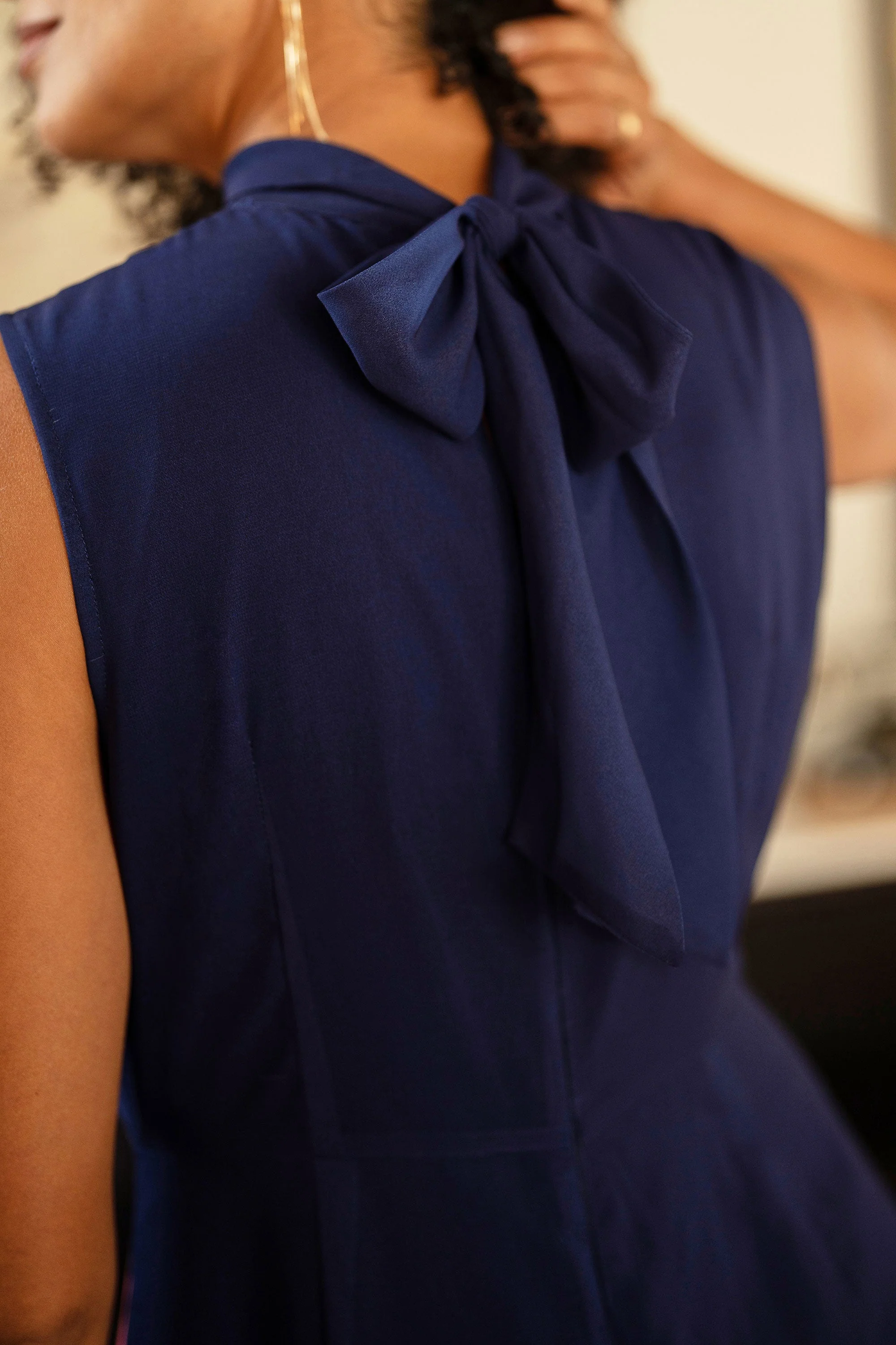 Yumi Navy Flower Halter Neck Maxi Dress - Image 4