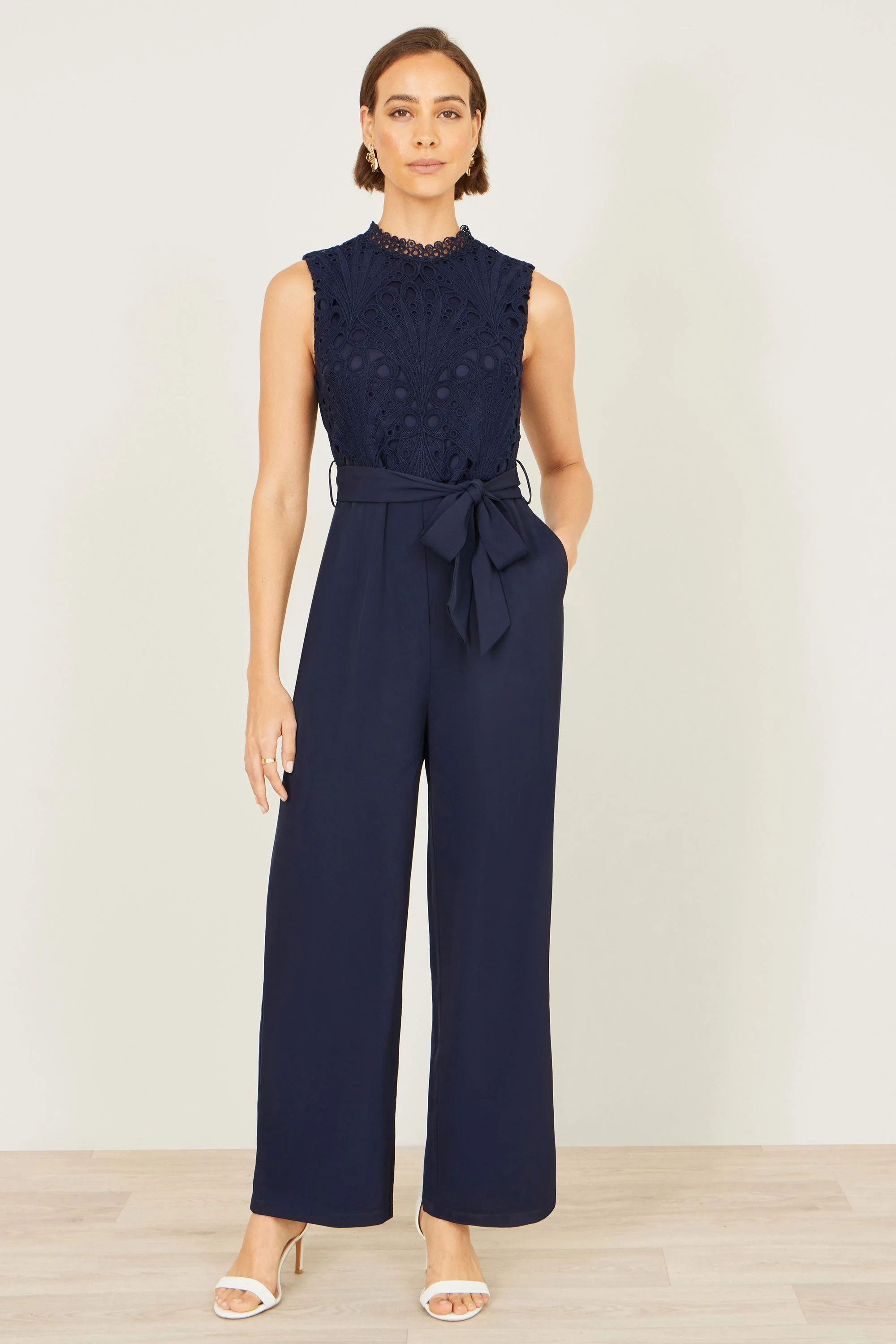 Yumi Navy Lace Sleeveless Jumpsuit - Image 3