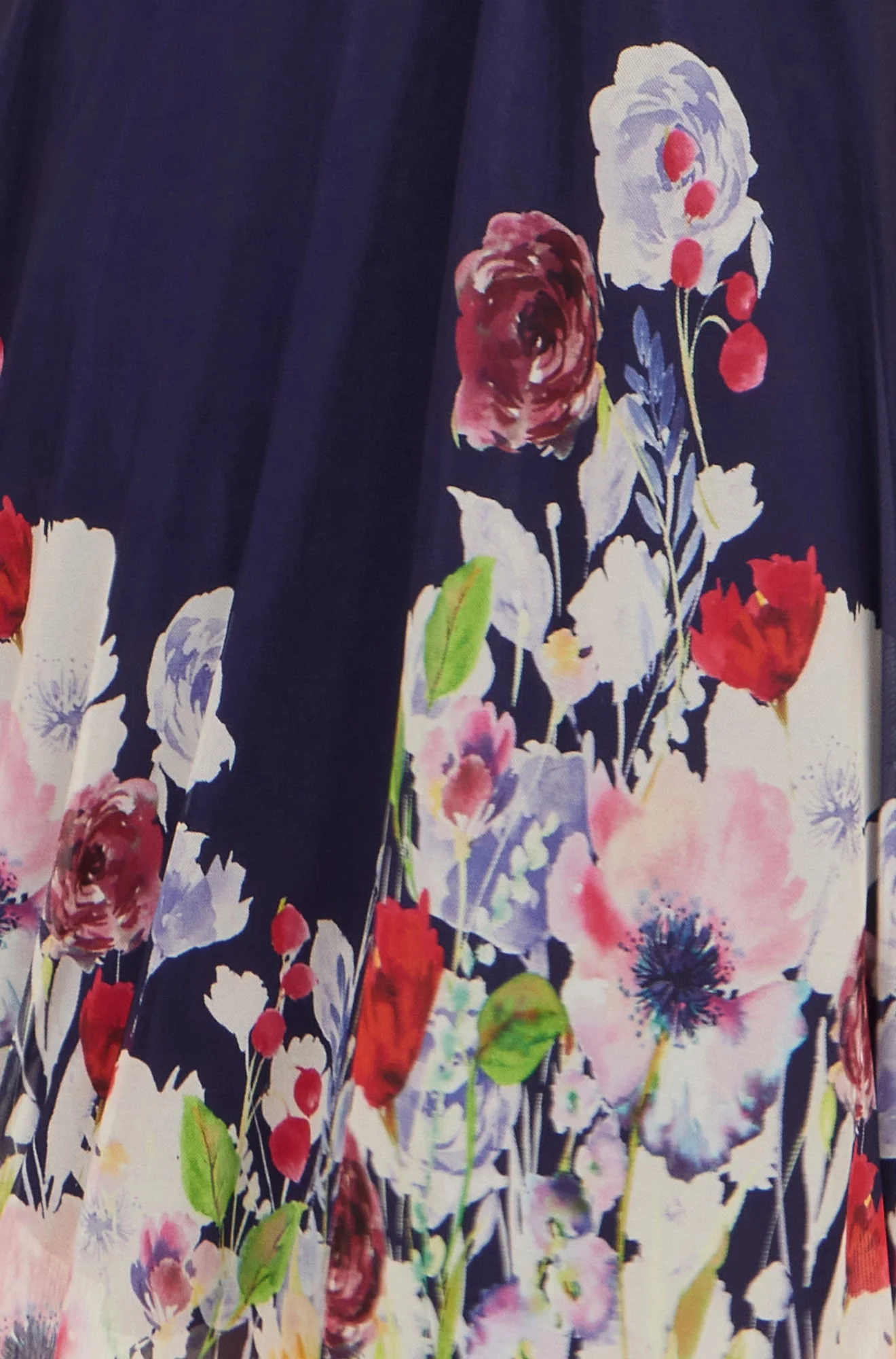 Yumi Navy Mesh Wrap Midi Dress With Floral Hem Border - Image 6