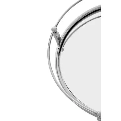 Round Mirrored Glass Top Side Table with Silver Finish Metal Frame, Zach - Image 3