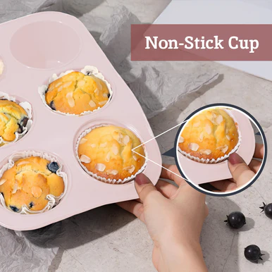 Zing Pastel Pink 6 Cup Muffin Mould - Image 9