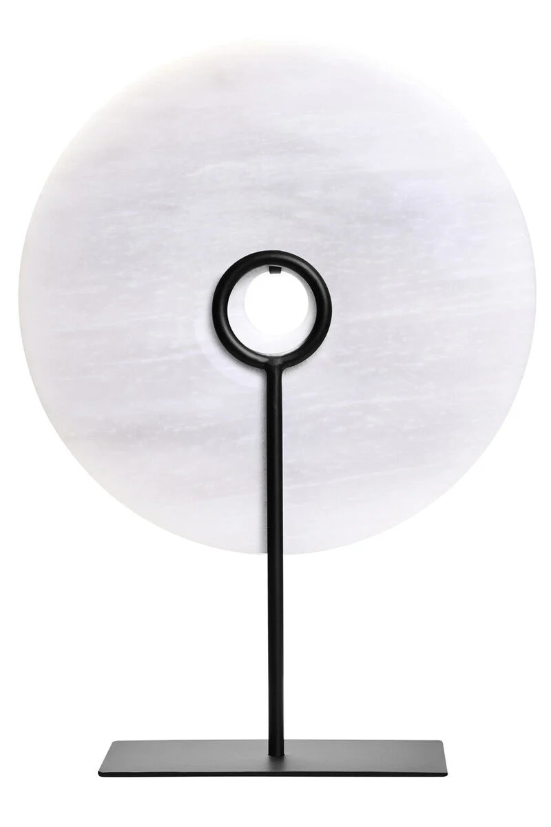Zoro Medium Round Dia 25cm Grey Marble Disc Sculpture - Image 3